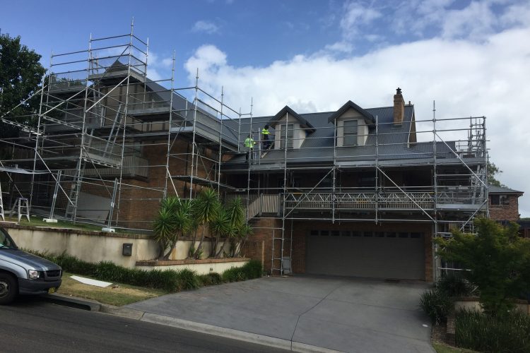 Roof Restoration with safety using aluminium scaffold